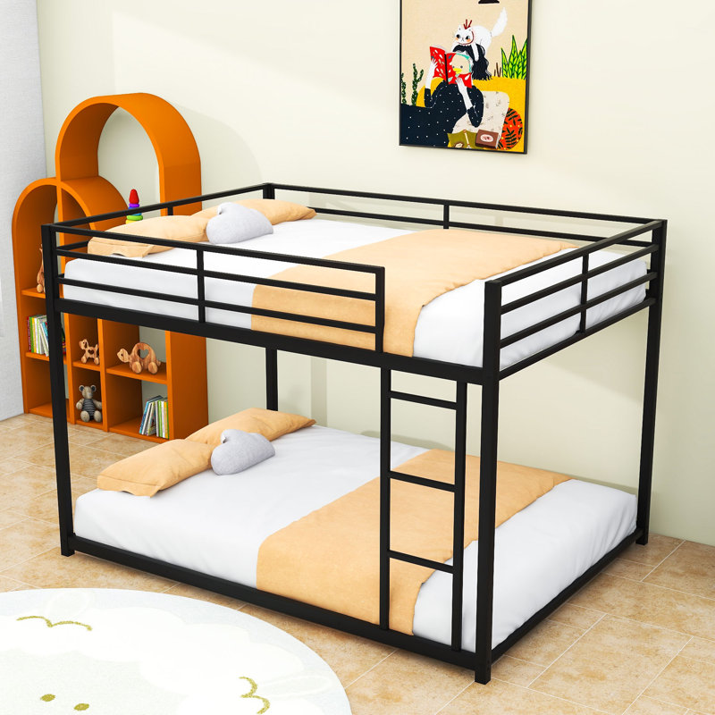 Full Over Full Metal Bunk Bed With Ladder, Black