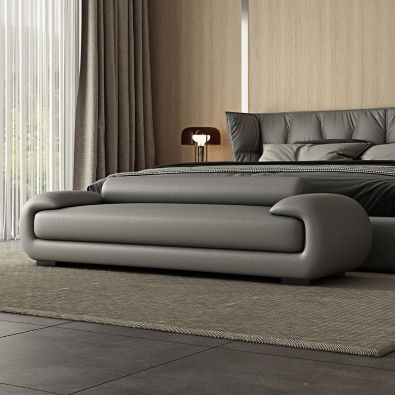 Classic Fashion Bed Stool Upholstered Bench, Gray, 25.59" H x 78.74" W x 19.68" D