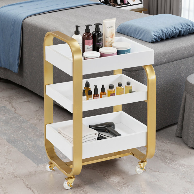 84.6cm H x 50cm W Utility Cart with Wheels, Gold