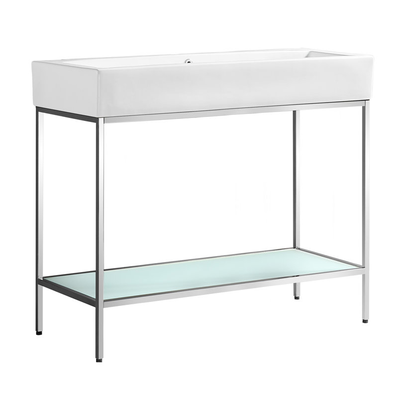 Pierre 40 Single, Freestanding, Open Shelf, Metal Frame Bathroom Vanity, White