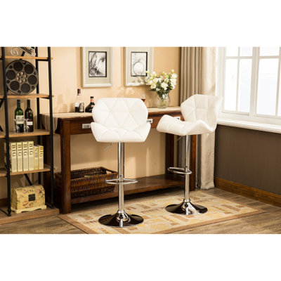 2 chaises de bar hydrauliques, blanc, hauteur réglable, siège en cuir d'unité centrale avec repose-pieds intégré pour le confort 2 pièces Tabourets contemporains, siège, repose-pieds, siège apaisant et confortable