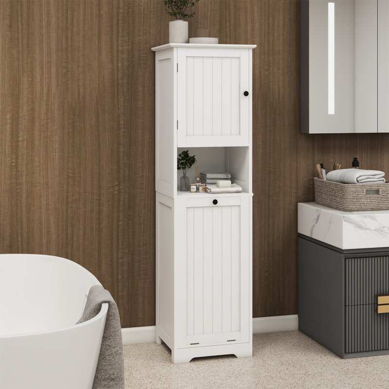 Armoire de trieur de linge inclinable à un compartiment et une porte - Blanc
