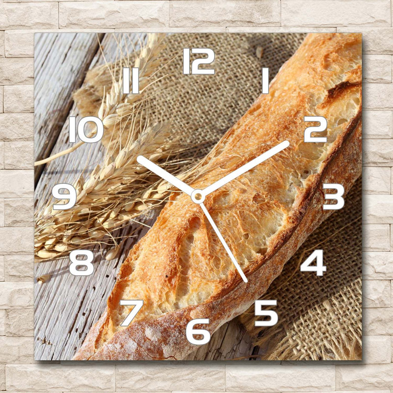 Glass Wall Clock, White/Brown