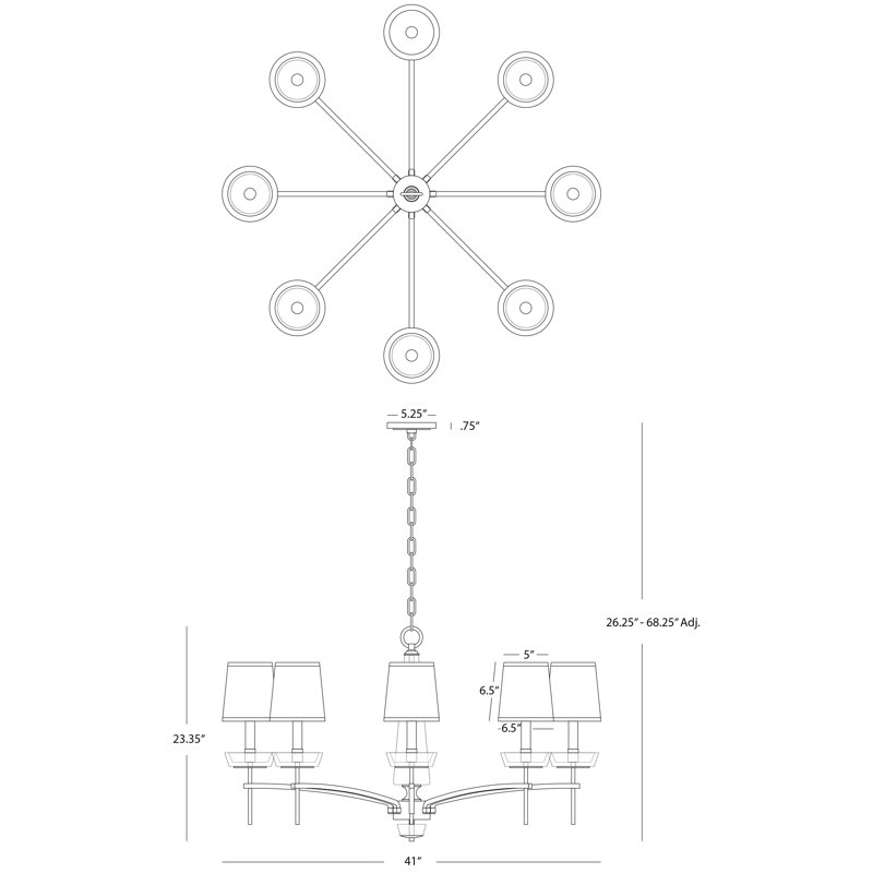 Cristallo 8 - Light Chandelier, Polished Nickel, Ascot Cream