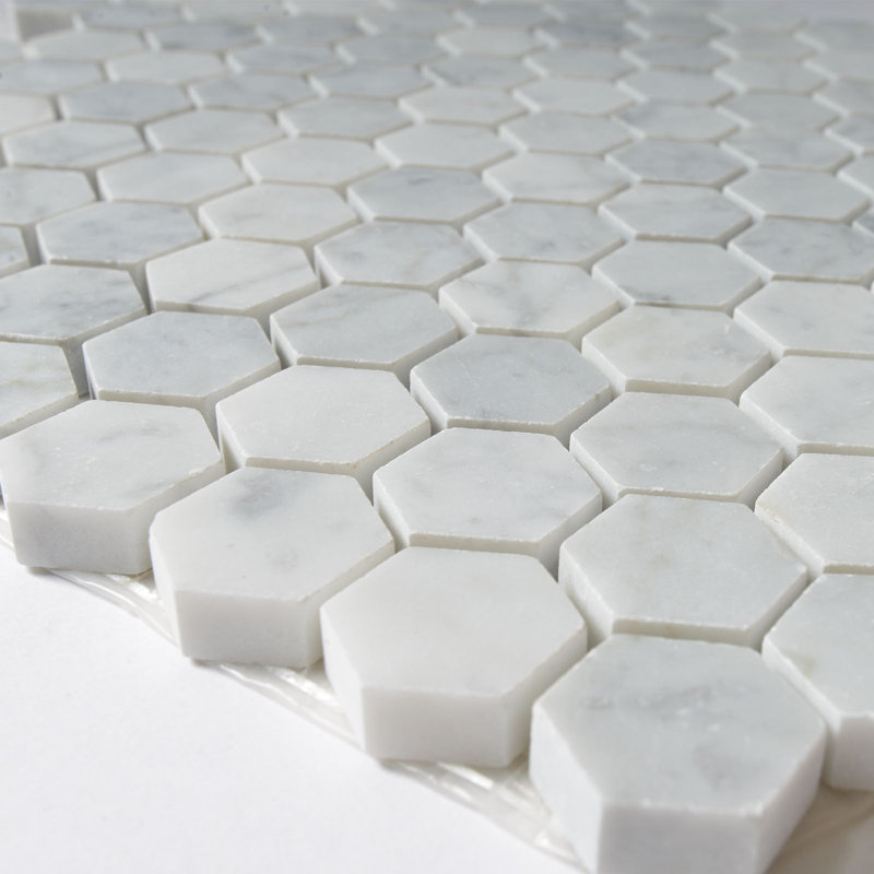 Carreau de mosaïque en marbre blanc de 1 po x 1 po Carrara