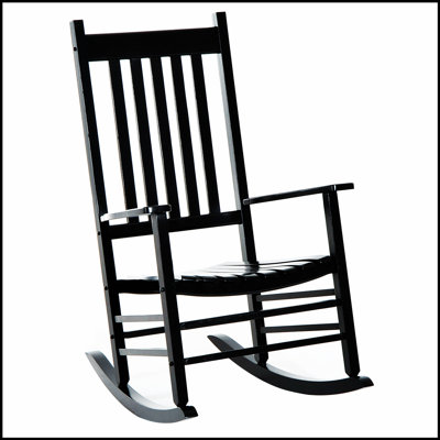 Chaise berçante d'extérieur en bois Outsunny avec accoudoirs lisses pour la détente et le confort, parfaite pour la terrasse et le porche.