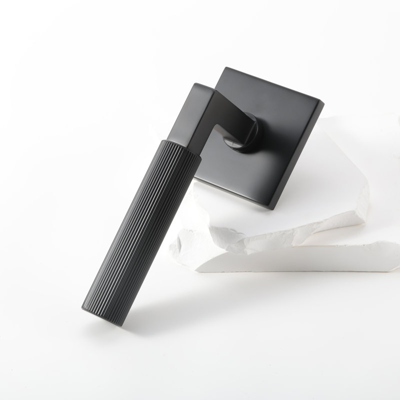 Fausse poignée de porte intérieure Mila, Square, Noir mat, Inactif double