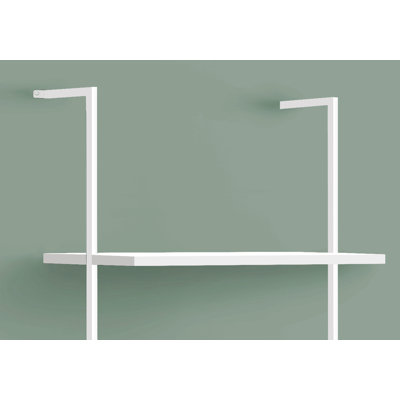 Bookshelf, Bookcase, Etagere, Ladder, 5 Tier, 72"H, Office, Bedroom, White Laminate, White Metal, Contemporary, Modern