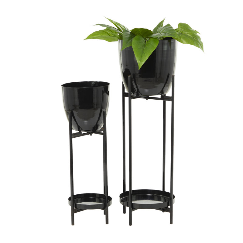 Metal Pot Planter, Black