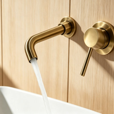 Wall Mounted Bathroom Sink Single Lever Handle Faucet With Pop-Up Drain (No Overflow)