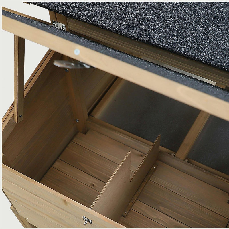 Poulailler en bois 69 po PawHut, poulailler en cage avec rampe de connexion, plateau amovible, fenêtre ventilée et nichoir, naturel