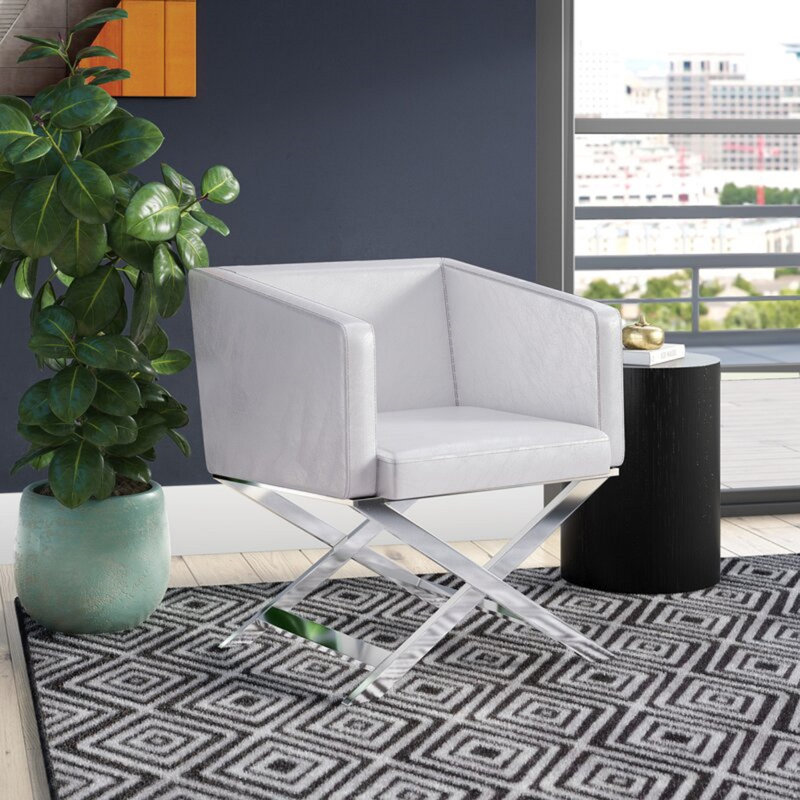 Fauteuil d'appoint Hollywood, Simili cuir blanc