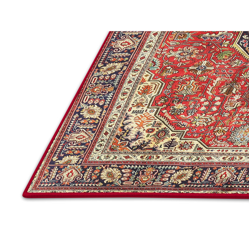 Tapis beige/vert/rouge traditionnel Shetter, Rectangle 2 pi x 3 pi