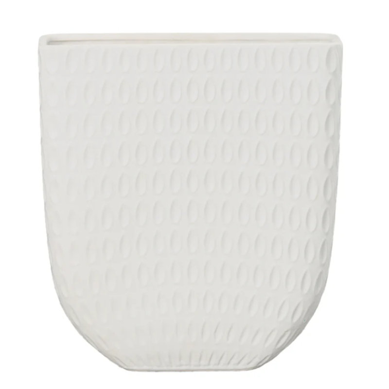 Grand vase rectangulaire en céramique blanc mat