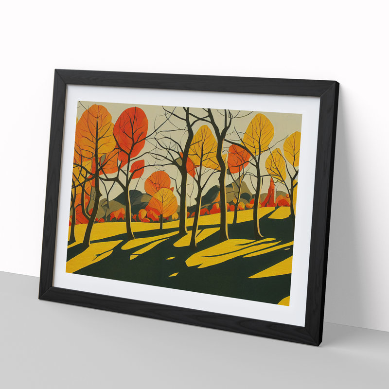 Serene Autumn Forest - Framed Print, Black , 25cm H x 34cm W x 2cm D