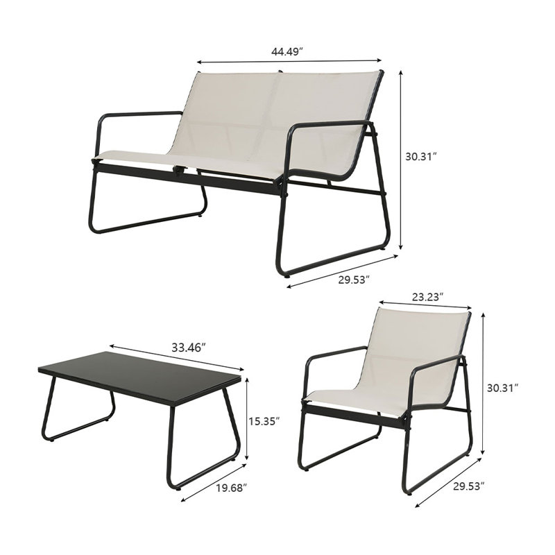 Ensemble de conversation pour 4 personnes Gelantipy, Beige