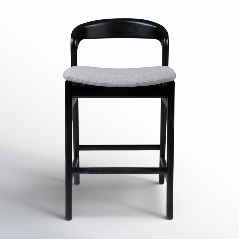 Modern Brazilian Velma Counter Stool, Essence Gray/Ebano Frame, Counter Stool (25.25" Seat Height)