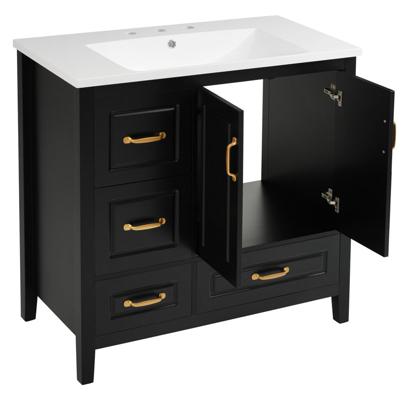 Meuble-lavabo de salle de bain avec lavabo, Noir