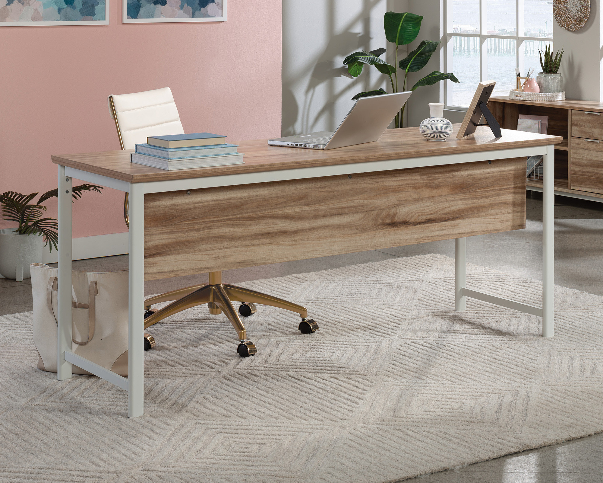 Sauder Bergen Circle 72 Desk Modesty/Privacy Panel in Kiln Acacia