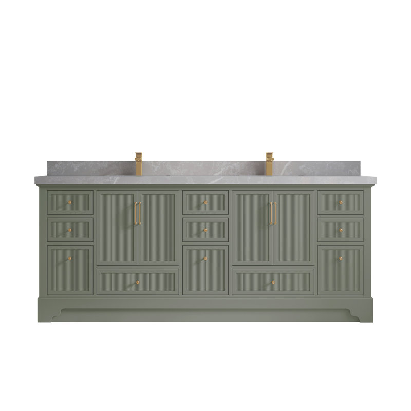Alys 84" Double Bathroom Vanity Set (Knobs Option), Pearl Gray
