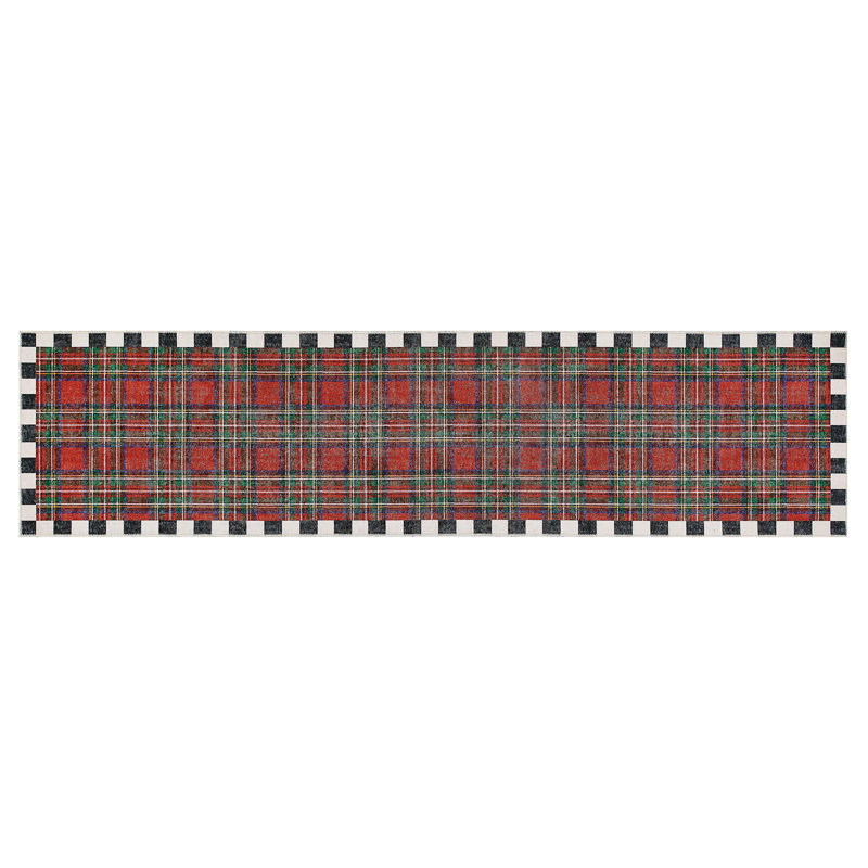 Royal Stewart Tartan Red Washable Rug, Runner 2'6" x 10'