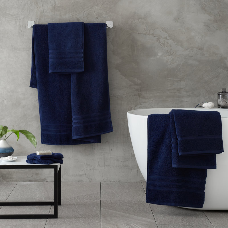 Zero Twist 100% Cotton 6-Piece Towel Bale, Navy