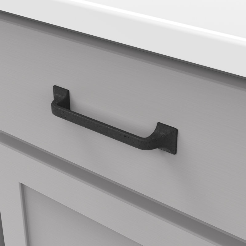 Forge Collection Handle Pull - 5-1/16" Center to Center Cabinet Pull Black Iron - Farmhouse Hardware for Drawers & Cabinets (Set of 1)