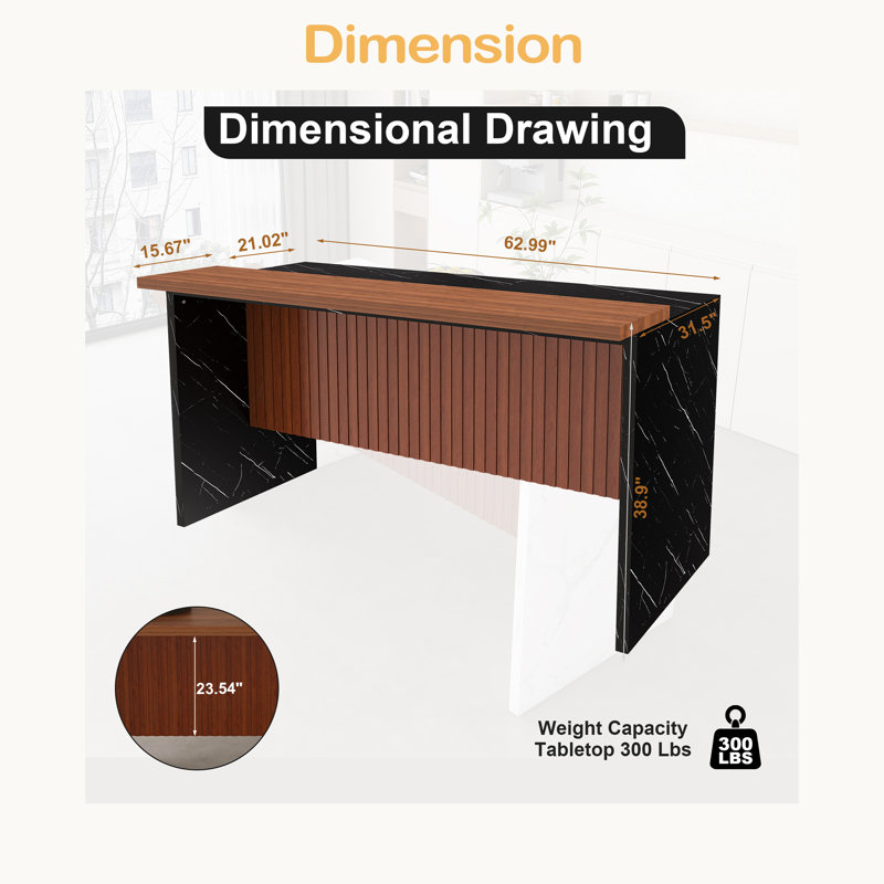 63" Modern Kitchen Island With Surface, LED Lights & Grille Design For Dining Room, Black
