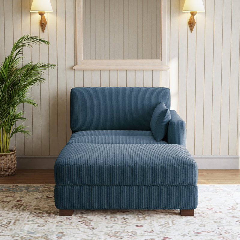 Upholstered Chaise Lounge, Right Hand Facing, Navy