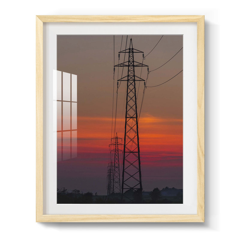 Coucher de soleil - impression encadrée, Naturel, H 28,5 po x l 20,5 po