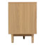 Meuble télé pour téléviseur de 65, 75, 85 pouces, centre de divertissement avec rangement ouvert et tiroirs, console de télévision moderne en bois avec rotin véritable