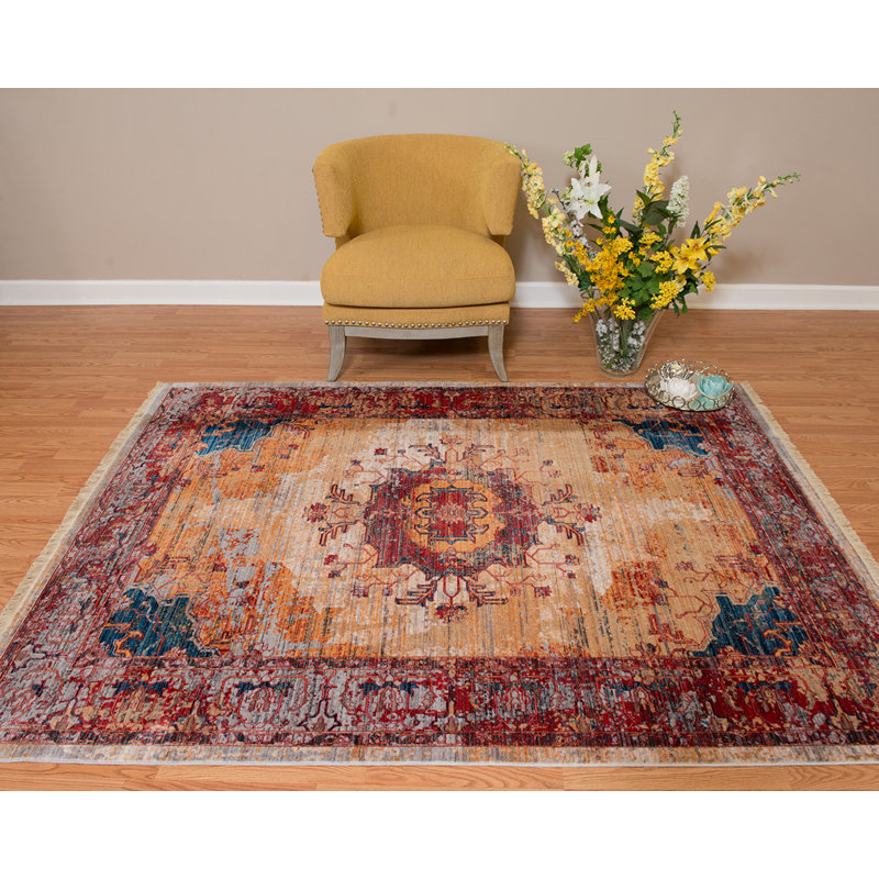 Tapis grenat / brun Efaz, Rectangle 2 pi 7 po x 4 pi 3 po