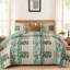 Ensemble de courtepointe à carreaux en patchwork 3 pièces, couvre-lit floral en microfibre légère et légère pour toutes les saisons-123007532-123007516