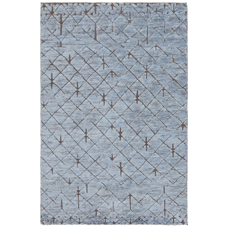 Genna Hand Knotted Cotton Geometric Area Rug, Rectangle 7'9" x 10'6"