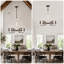 Lustre rétro rustique à 6 lumières, style chandelle, luminaire suspendu idéal pour salle à manger, îlot de cuisine ou salon, coloris blanc et rouille.
