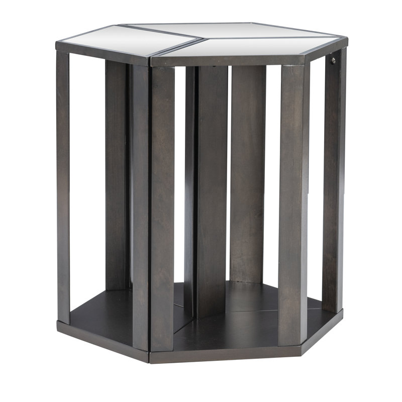 Siobhan Mirrored Glass Top End Table Set, Brown