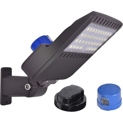 150W LED Shoebox Parking Lot Light With Photocell, 22,500LM Super Bright 5000K Daylight, Replaces 600W Halogen/1500W MH, 100-277V Dusk To Dawn Street Light For Roadway Stadium