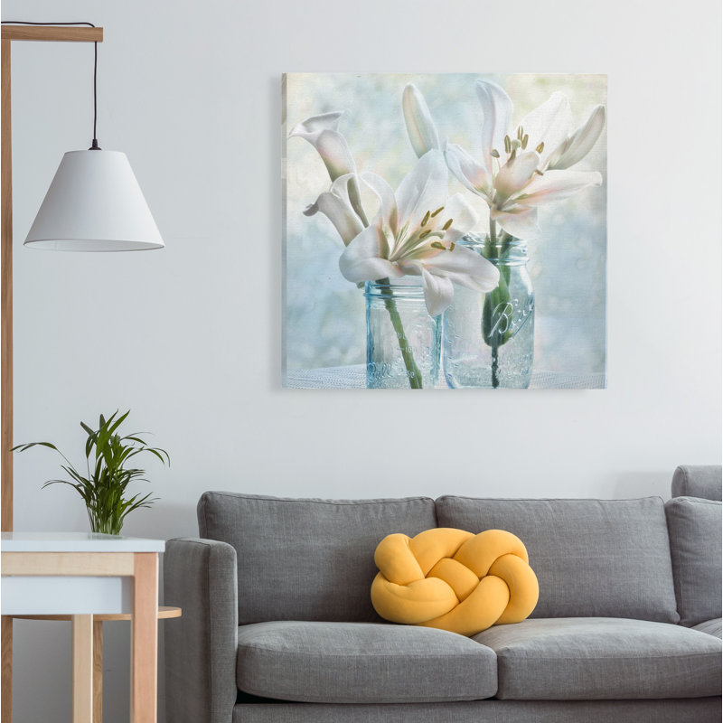 " Ball Mason Lily I ", 16" H x 16" W x 1.5" D, Wrapped Canvas