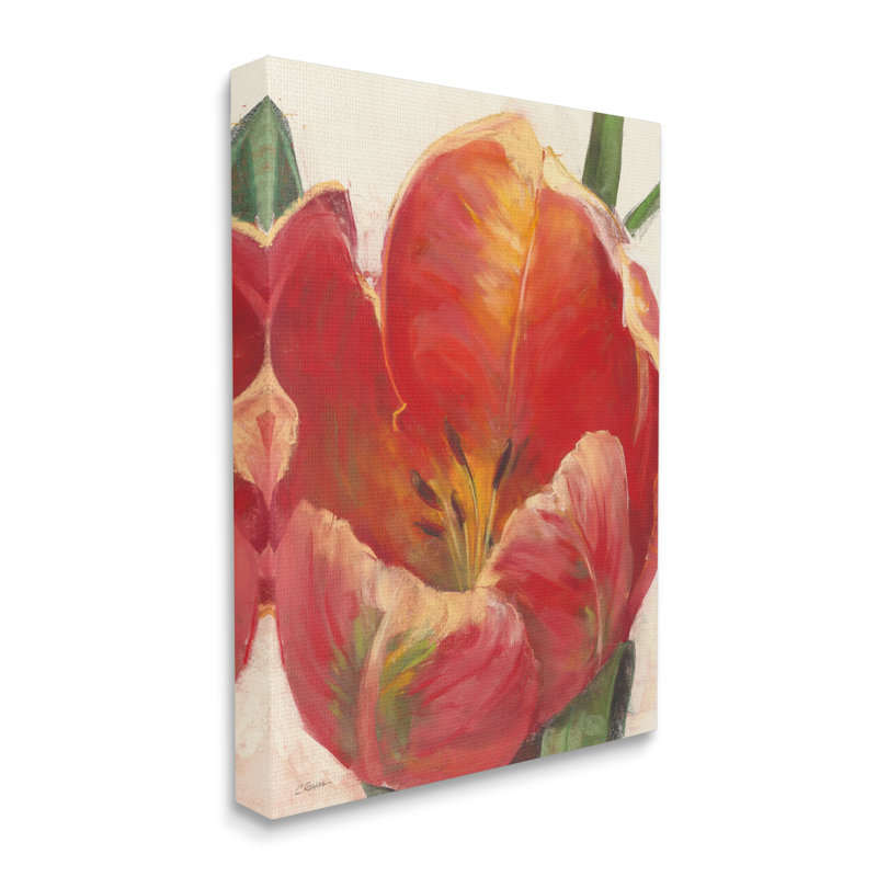Doux tulipe rouge doux à gros plan floral, H 40 po x l 30 po, Toile tendue
