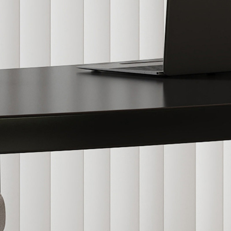 Bureau d'écriture en bois massif noir courbé, H 29,53 po x l 94,49 po x P 35,43 po
