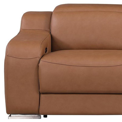 Canapé inclinable en cuir italien marron de 103 po Gracie Mills Riviera