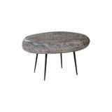 Skipping Stone Side Table, Gray Stone, Forged Legs