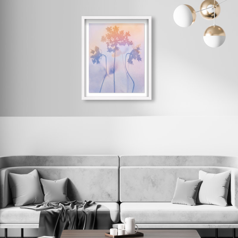 Lavender Shadows Shadowbox Abstract Print by Oliver Gal, Black Frame, 16 x 20, 17.5"H x 21.5"W, White Shadowbox