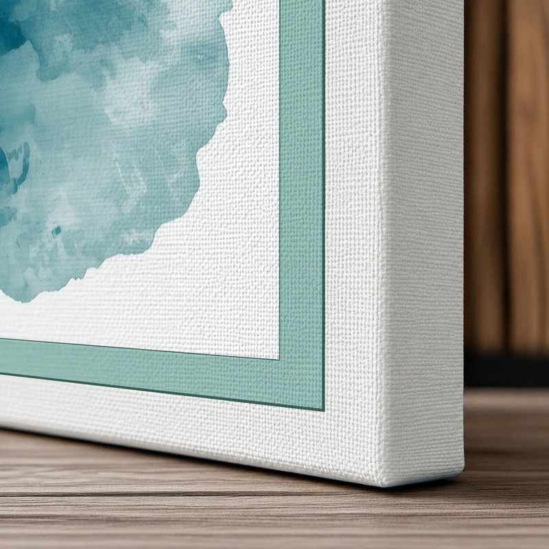 Teal Depths Abstract - Wrapped Canvas, 18x12 - 45.7 x 30.5 cm, White Border