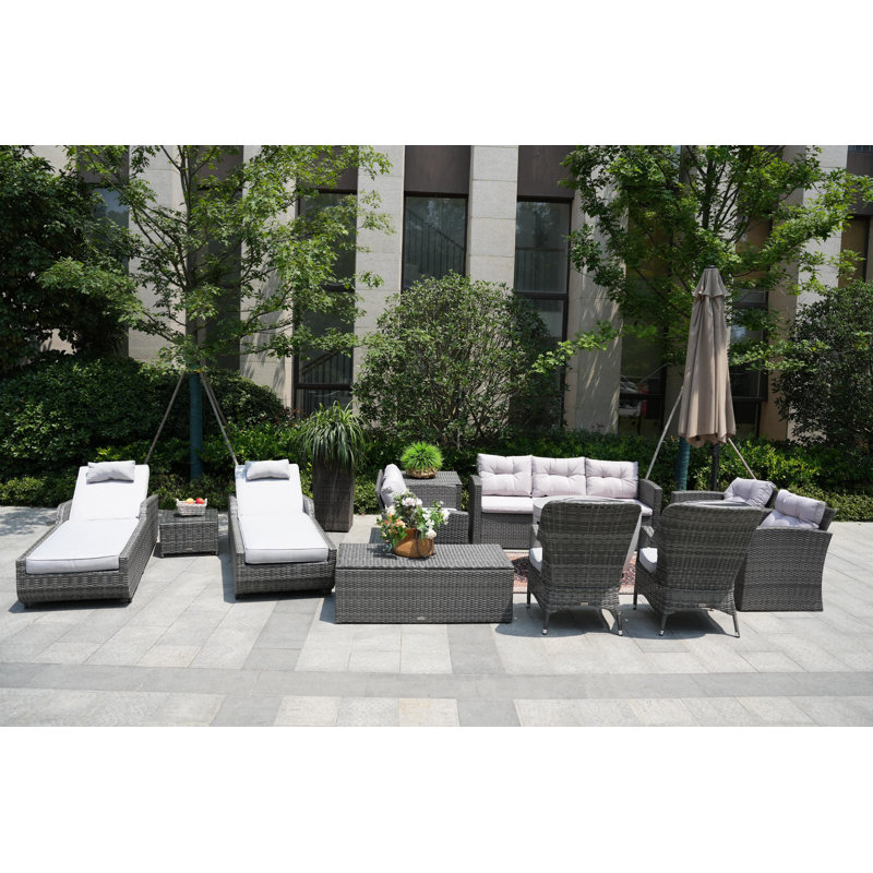 Almanza 11 - Person Patio Conversation Set with Cushions