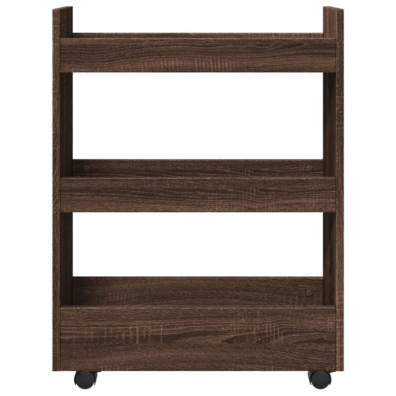 Narrow Serving Cart, Brown Oak