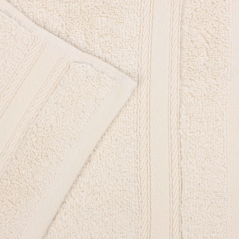 Nile Mills Zero-Twist Cotton Towel Set With Framed Dobby Border - Quick-Dry, Ivory