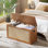 Coffre de rangement en rotin, banc de rangement en bois de 40 po avec charnière de sécurité, commode à couverture, banc d'entrée, support pour 80 lb, coffre de rangement pour le salon, la chambre à coucher