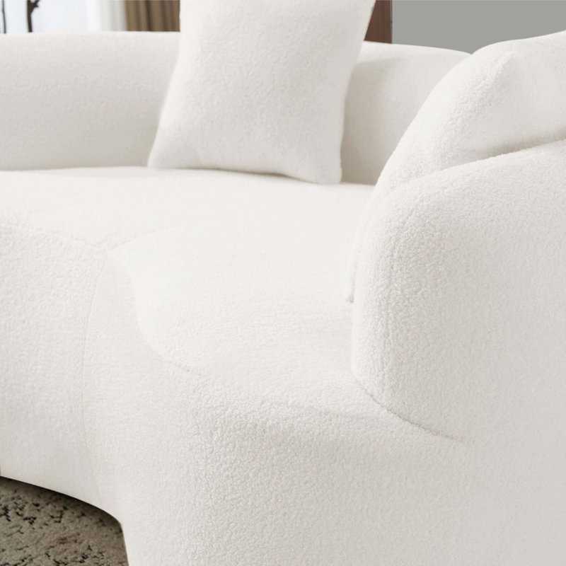 Causeuse incurvée 66,93 pouces, Blanc, 27.5" H x 66.9" W x 43.9" D