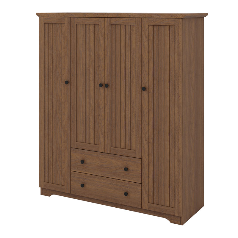 Armoire penderie avec tiroirs et porte, Brun